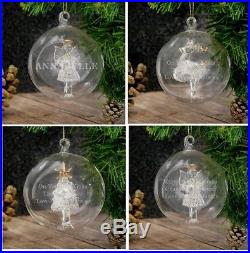 Personalised Engraved Luxury Glass Christmas Tree Bauble Hanging Decorations