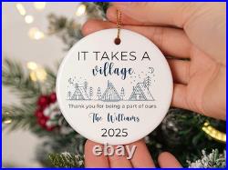 Personalized Village Christmas Ornament 2025, Custom Family Name Ornament