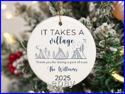 Personalized Village Christmas Ornament 2025, Custom Family Name Ornament