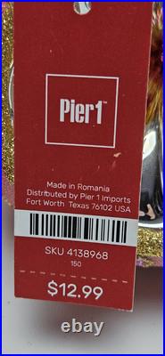 Pier 1 Hand Painted European Glass Indent Christmas Ornament Lot of 8 Large Ball