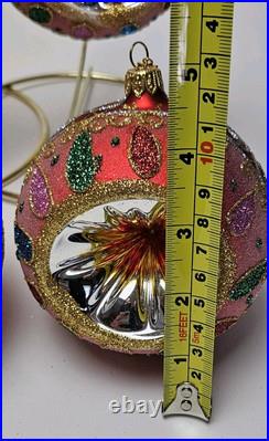 Pier 1 Hand Painted European Glass Indent Christmas Ornament Lot of 8 Large Ball