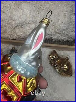 Polonaise Alice in Wonderland Set 5 Piece Glass Christmas Ornament Set