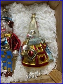Polonaise Alice in Wonderland Set 5 Piece Glass Christmas Ornament Set Wood Box
