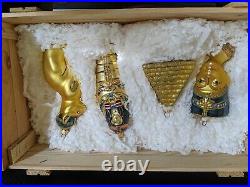 Polonaise Kurt Adler Egyptian Collection Wood Box Glass Christmas Ornaments Set