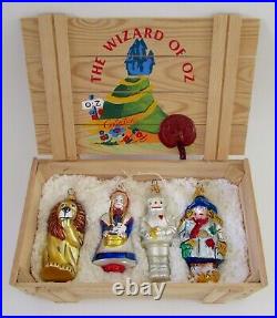 Polonaise Kurt Adler WIZARD OF OZ Boxed Set 4 Glass Christmas Ornaments with Crate