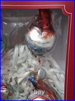 Pottery Barn 12 Days of Christmas Glass Ornament Set COMPLETE with Original Box