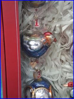 Pottery Barn 12 Days of Christmas Glass Ornament Set COMPLETE with Original Box