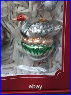 Pottery Barn 12 Days of Christmas Glass Ornament Set COMPLETE with Original Box