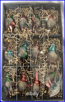 Pottery Barn Mercury Glass Twelve Gnomes of Christmas Ornament Set of 12 NIB