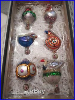 Pottery Barn Set of 12 Days of Christmas Painted Mercury Ornaments Complete