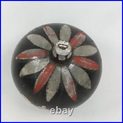 Pre War Christmas Ornament Black Glass Stenciled Man Horse Made In Poland 1930s