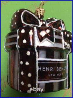 Prototype Henri Bendel New York Gift Box Glass Ornament