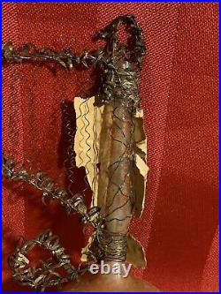 RARE Antique German Glass Harp Wire Die Cut Scrap Angel Christmas Tree Ornament