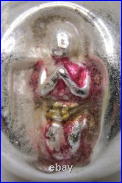 RARE Antique VTG Glass Multi Outdent Embossed PRAYING ANGEL Christmas Ornament