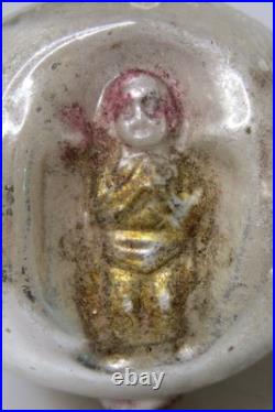 RARE Antique VTG Glass Multi Outdent Embossed PRAYING ANGEL Christmas Ornament