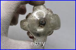 RARE Antique VTG Glass Multi Outdent Embossed PRAYING ANGEL Christmas Ornament