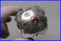 RARE Antique VTG Glass Multi Outdent Embossed PRAYING ANGEL Christmas Ornament