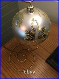 RARE Christopher Radko Gold/Silver Scarlett Glass Christmas Ornament