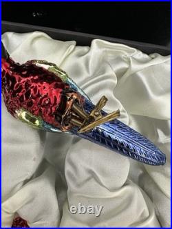 RARE Frontgate Holiday Collection SET 6 MACAW PARROT Glass Christmas Ornaments