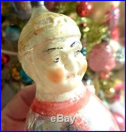 RARE German Charles Lindbergh Figural Glass Feather Tree Xmas Ornament Antique