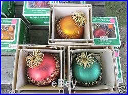 RARE HTF Mr Christmas 4 Wire Wrapped Glass Ball Ornaments with boxes Vintage