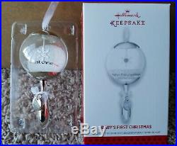 RARE Hallmark Baby's First Christmas Ornament Glass Metal Rattle 2013 1st Silver