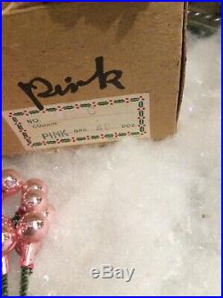 RARE Lot 48 DOZEN Vintage Christmas PINK MERCURY GLASS Garland Bead Picks Japan