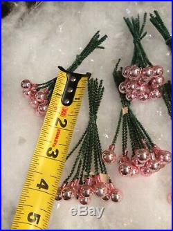 RARE Lot 48 DOZEN Vintage Christmas PINK MERCURY GLASS Garland Bead Picks Japan