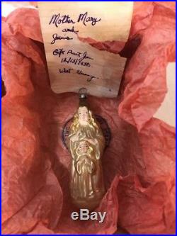 RARE MOTHER MARY / JESUS Figural Ant. German Christmas Ornament Mercury Glass