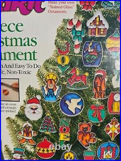 RARE! Makit & Bakit Stained Glass Suncatchers 40 Piece Christmas Ornament Kit