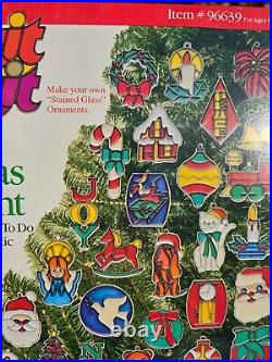 RARE! Makit & Bakit Stained Glass Suncatchers 40 Piece Christmas Ornament Kit