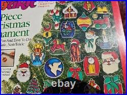 RARE! Makit & Bakit Stained Glass Suncatchers 40 Piece Christmas Ornament Kit