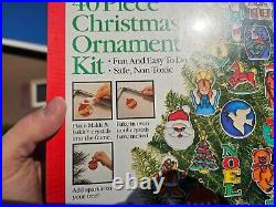 RARE! Makit & Bakit Stained Glass Suncatchers 40 Piece Christmas Ornament Kit