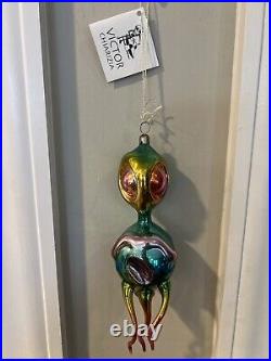 RARE ORIG VICTOR CHIARIZIA MOUTH BLOWN HAND ALIEN Major Tom CHRISTMAS ORNAMENT