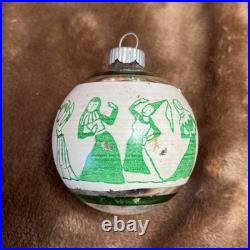 RARE Set Vintage Glass 12 Days of Christmas Ornament Shiny Brite Only 10 In Set