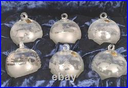 RARE Set of 6 La Vida Clear Crystal Christmas Ball Hand Blown Hand Cut Ornaments