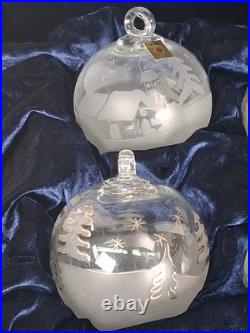 RARE Set of 6 La Vida Clear Crystal Christmas Ball Hand Blown Hand Cut Ornaments