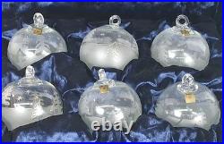RARE Set of 6 La Vida Clear Crystal Christmas Ball Hand Blown Hand Cut Ornaments