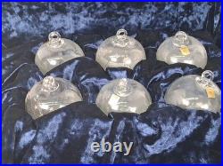 RARE Set of 6 La Vida Clear Crystal Christmas Ball Hand Blown Hand Cut Ornaments