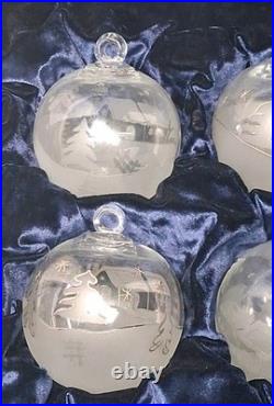 RARE Set of 6 La Vida Clear Crystal Christmas Ball Hand Blown Hand Cut Ornaments