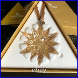 RARE Swarovski SCS 2011 Gold Christmas Snowflake Ornament 1092040 Mint Boxed