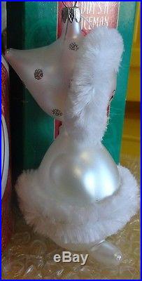 Rare Vtg Italy Mouth Blown Glass Eskimo Girl Christmas Ornament With Org. Tag