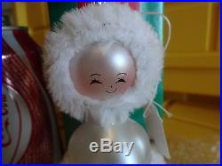 Rare Vtg Italy Mouth Blown Glass Eskimo Girl Christmas Ornament With Org. Tag