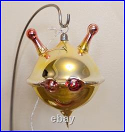 RARE Victor Chiarizia Blown Glass Alien Head Ornament withSigned Tag 1996 Yellow