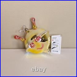 RARE Victor Chiarizia Blown Glass Alien Head Ornament withSigned Tag 1996 Yellow