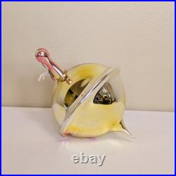 RARE Victor Chiarizia Blown Glass Alien Head Ornament withSigned Tag 1996 Yellow