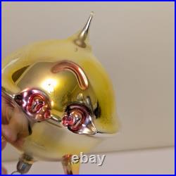 RARE Victor Chiarizia Blown Glass Alien Head Ornament withSigned Tag 1996 Yellow