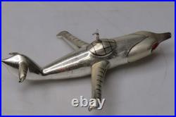 RARE Vintage Blown Glass Fighter JET AIRPLANE Christmas Ornament Carlini Italy