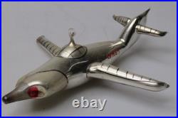 RARE Vintage Blown Glass Fighter JET AIRPLANE Christmas Ornament Carlini Italy