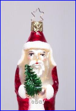 RARE Vintage Germany Glass Santa CHENILLE Legs Christmas Ornament